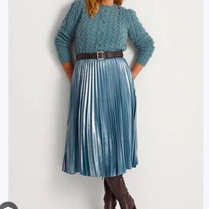 Lauren Ralph Lauren Sz 22 22W Skirt Blue Pleated Metallic Chiffon Plus Office